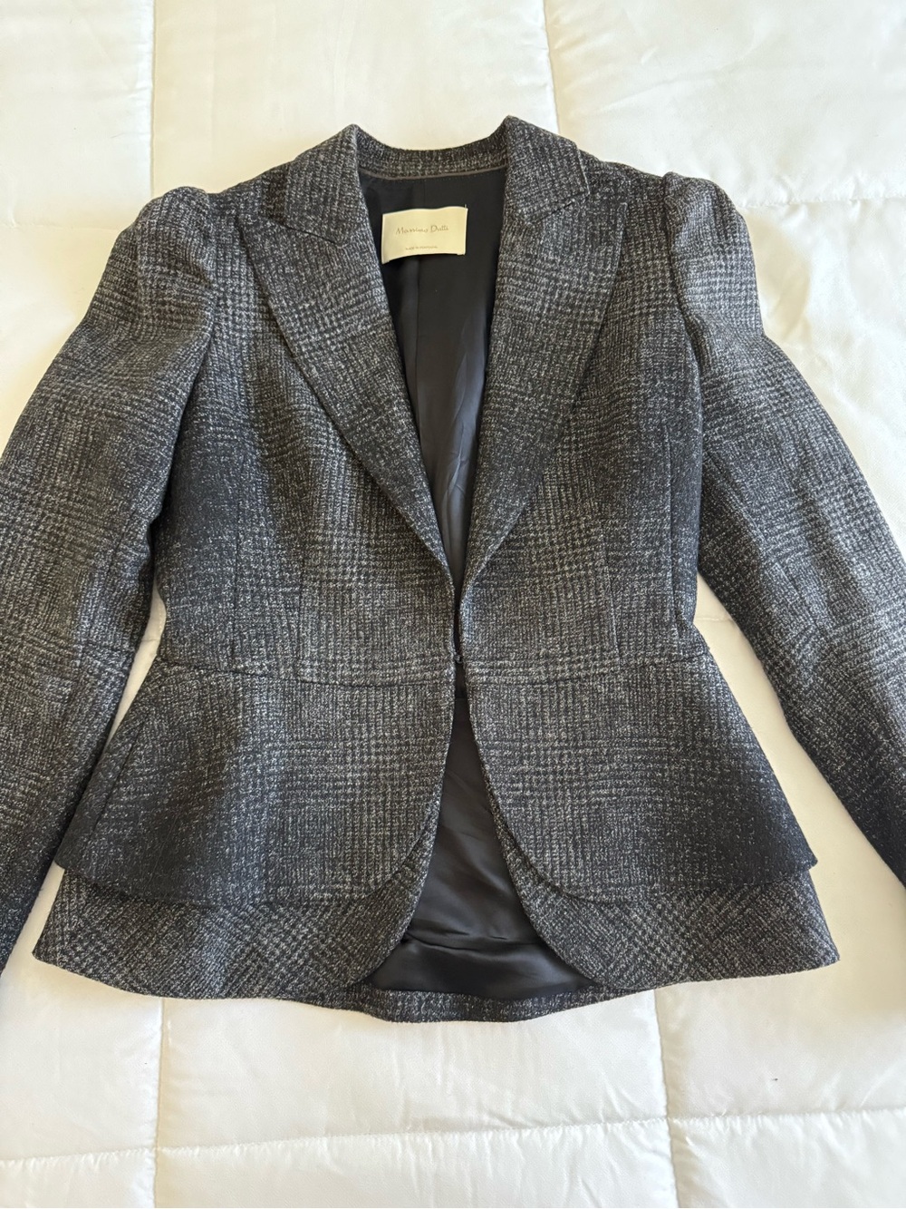 Massimo Dutti Dior Style Women's Gray Tweed Blazer Jacket